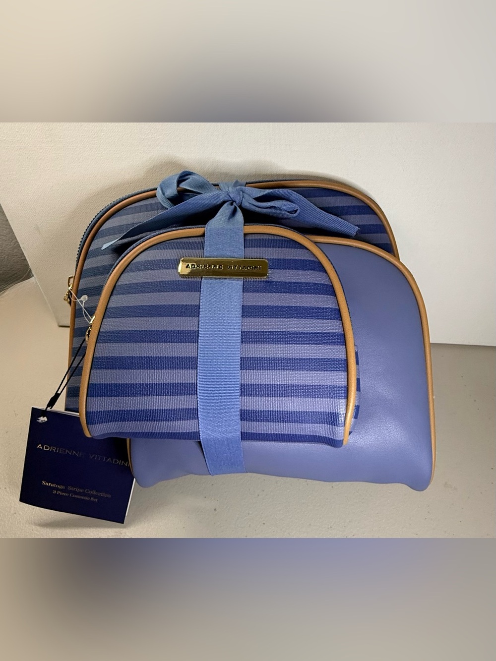 Adrienne Vittadini#Blue Striped#Cosmetic
